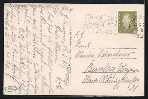 AK Rüdesheim, Panorama mit Niederwalddenkmal