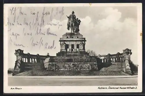 AK Koblenz /Rhein, Denkmal Kaiser Wilhelm I.