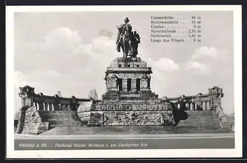 AK Koblenz, Denkmal Kaiser Wilhelm I. am Deutschen Eck