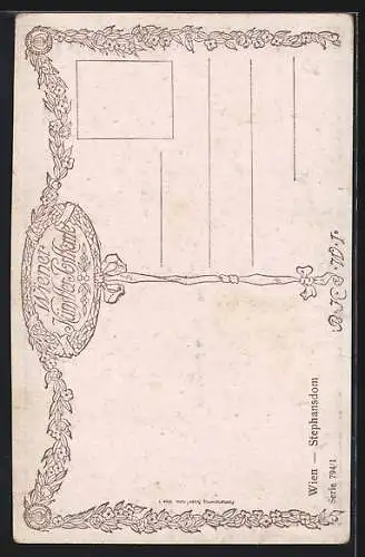 Künstler-AK Wien, Passanten am Stefansdom