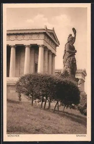 AK München, Ruhmeshalle, Teilansicht mit Bavaria