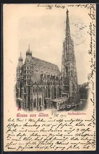 AK Wien, Die Stefanskirche, von oben gesehen