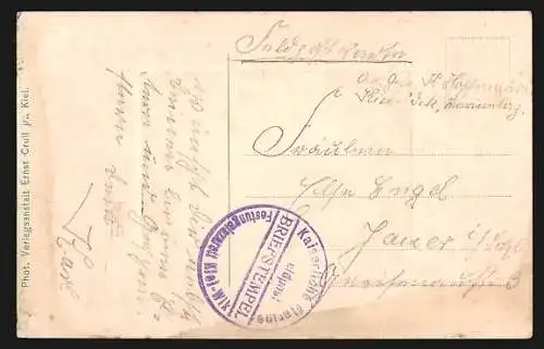 AK Friedrichsort, Leuchtturm mit Mole, Neujahrsgruss