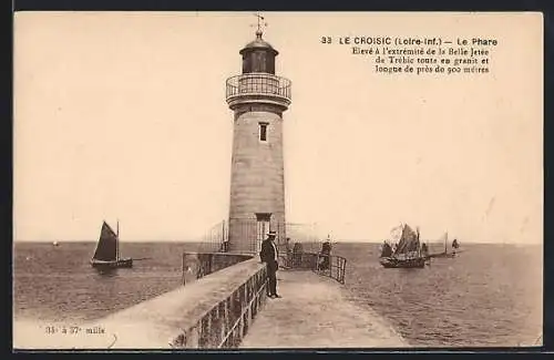 AK Croisic, Le Phare, Leuchtturm und Segelboote