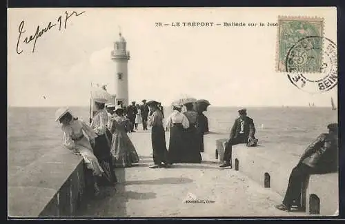 AK Le Tréport, Ballade sur la Jetée, Leuchtturm