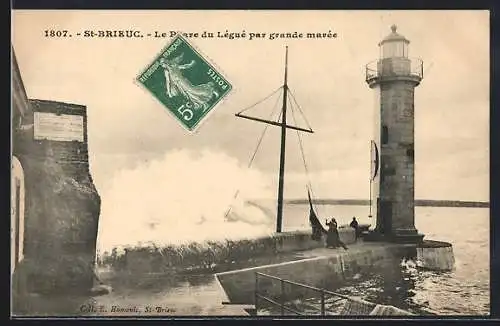 AK St-Brieug, La Phare du Légué par grande marée