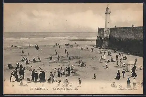 AK Le Tréport, La Plage à Marée basse, Leuchtturm