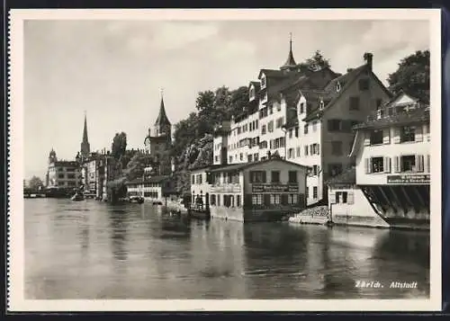 AK Zürich, Altstadt vom Wasser gesehen