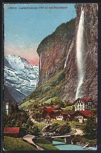 AK Lauterbrunnen, Teilansicht mit Staubbach