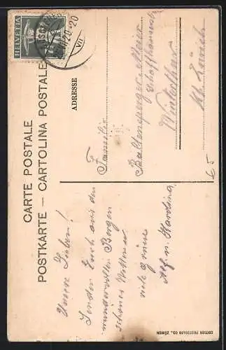 AK Göschenen, Teilansicht mit Kirche und Eisenbahnbrücke