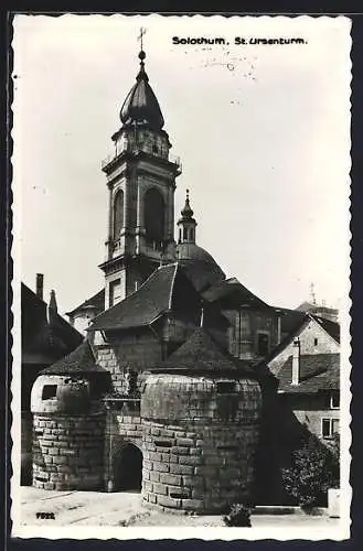 AK Solothurn, St. Ursenturm im Sonnenschein