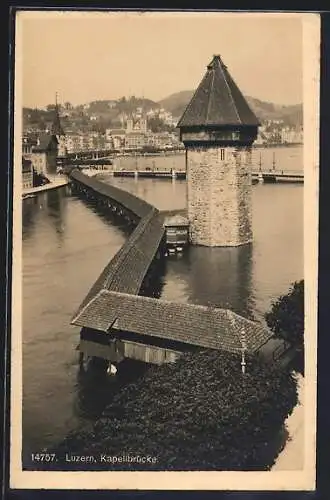 AK Luzern, Kapellbrücke mit Wasserturm