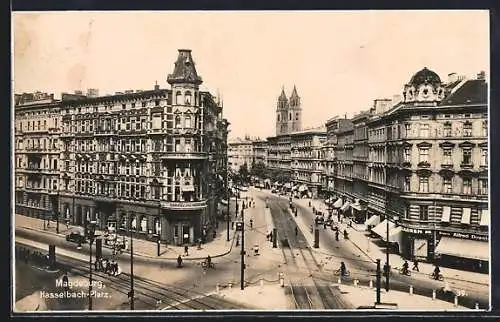 AK Magdeburg, Hasselbach-Platz aus der Vogelschau