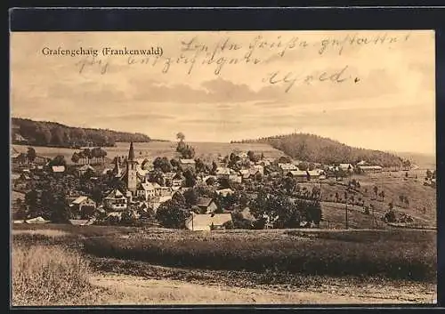 AK Grafengehaig i. Frankenwald, Totalansicht von einen Berg aus