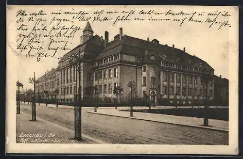 AK Zwickau, Strassenpartie am Kgl. Lehrer-Seminar
