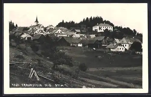 AK Traunstein /N.-Ö., Ortsansicht von einer Anhöhe aus