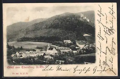 AK Thernberg, Panoramaansicht auf Ort und Landschaft