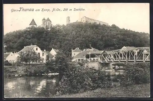 AK Gars-Thunau am Kamp, Uferpartie mit Brücke