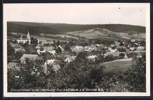 AK Unter Olberndorf, Panorama mit Kirche