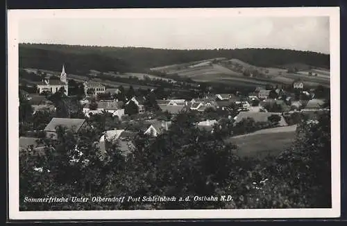 AK Unter Olberndorf, Panorama mit Kirche