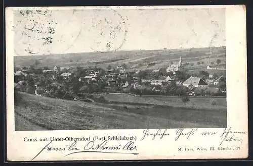 AK Unter-Olberndorf /Schleinbach, Ortsansicht aus der Vogelschau