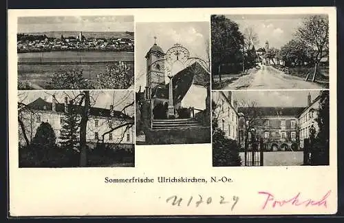 AK Ulrichskirchen, verschiedene Ortsansichten, Schloss und Kirche