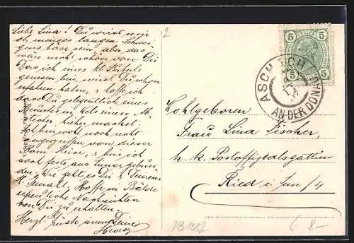 AK Aschach a. d. Donau, Ortsansicht über den Fluss