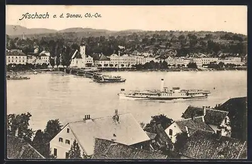 AK Aschach a. d. Donau, Ortsansicht aus der Vogelschau