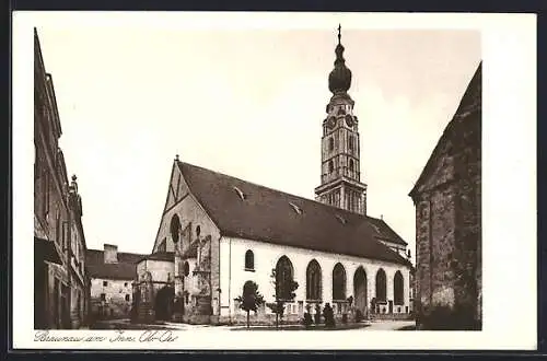 AK Braunau a. Inn, Partie a. d. Kirche