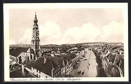 AK Braunau am Inn, Stadtplatz aus der Vogelschau