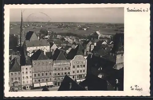 AK Braunau am Inn, Stadtansicht aus der Vogelschau