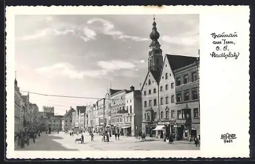 AK Braunau am Inn, Stadtplatz mit Geschäften