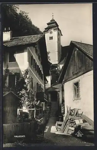 AK Hallstatt, der Kirchturm