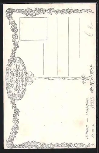 Künstler-AK Brüder Kohn (B.K.W.I) Nr. 920-4: E.F. Hofecker: Hallstatt, Marktplatz mit Denkmal