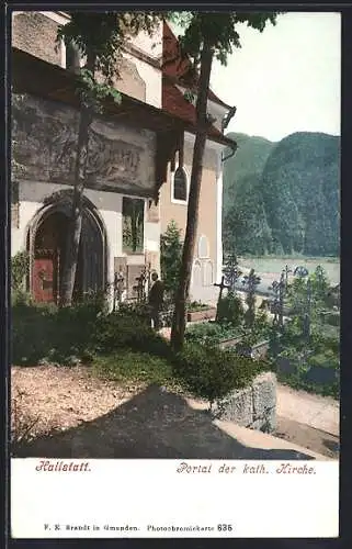 AK Hallstatt, Portal d. kath. Kirche