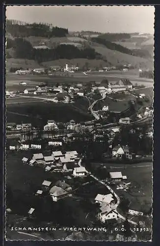 AK Scharnstein-Viechtwang /O.-Ö., Ortsansicht von einen Berg aus