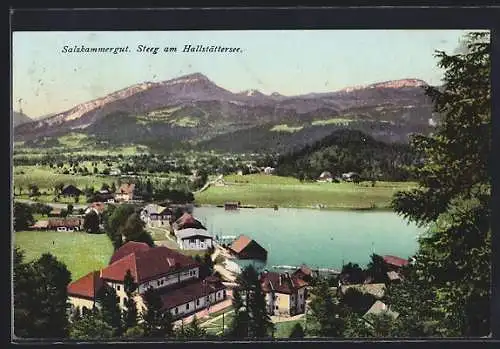 AK Steeg am Hallstättersee, Ortsansicht aus der Vogelschau