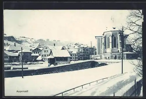 AK Appenzell, verschneite Ortsansicht