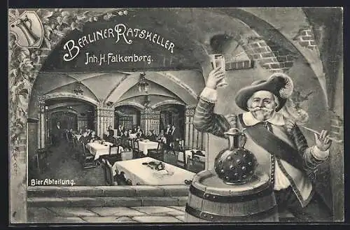 AK Berlin-Schöneberg, Restaurant Ratskeller, Inh. H. Falkenberg, Gewölbe-Passepartout