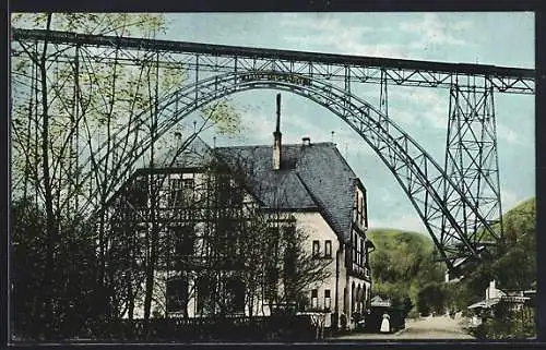 AK Müngsten, Hotel-Restaurant Bergische Schweiz unter der Kaiser Wilhelm-Brücke