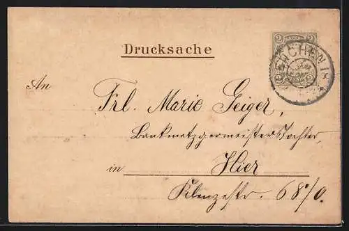 AK München, Feldherrnhalle und Theatiner-Kirche, Passepartout mit Zwerg und Neujahrsgruss