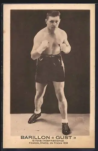 AK Boxer Barillon Gust in Pose, Französischer Meister 1938