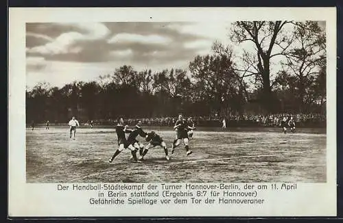 AK Berlin, Handball-Städtekampf der Turner Hannover und Berlin, Spielszene