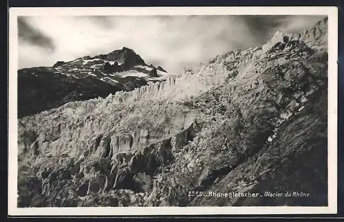 AK Rhonegletscher, Panorama-Ansicht mit Bergspitze