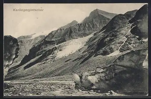 AK Karlingergletscher, Panorama-Ansicht mit Bergspitzen