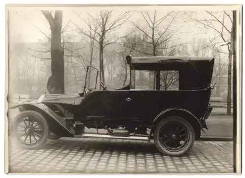 Fotografie Auto Protos Siemens-Schuckert Landaulet, PKW mit Weinberger Karosserie vor der Fabrik Zeppelinstr. 71 München