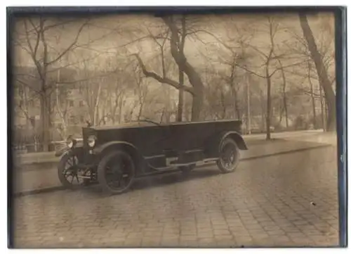 Fotografie Auto Protos, offener Reisewagen mit Weinberger Karosserie in der Zeppelinstrasse 71 München