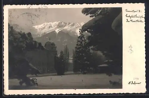 Foto-AK Adalbert Defner: Innsbruck, letztes Leuchten der Nordkette