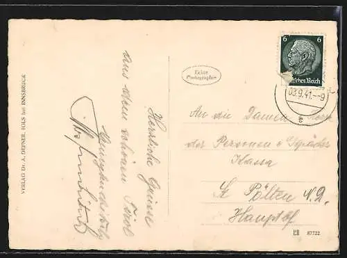 Foto-AK Adalbert Defner: Blick von einem See zum Wetterstein