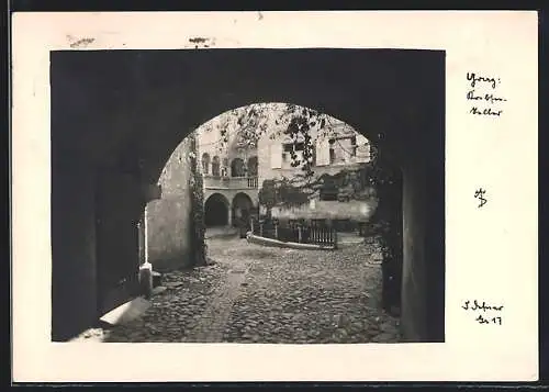 Foto-AK Adalbert Defner: Graz, Gasthaus Krebsenkeller, Tordurchblick